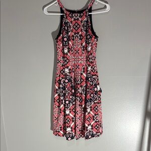 Vince Camuto Black and White A-line Mini Dress with Halter Neckline